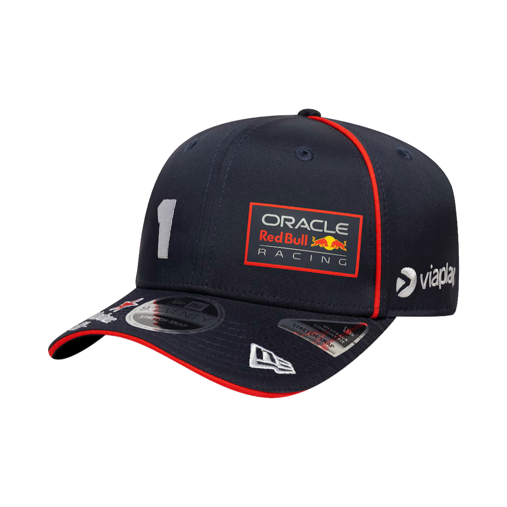 Oracle Red Bull Racing cap with #1, Viaplay logo, red trim, New Era 9FIFTY from revnhaus