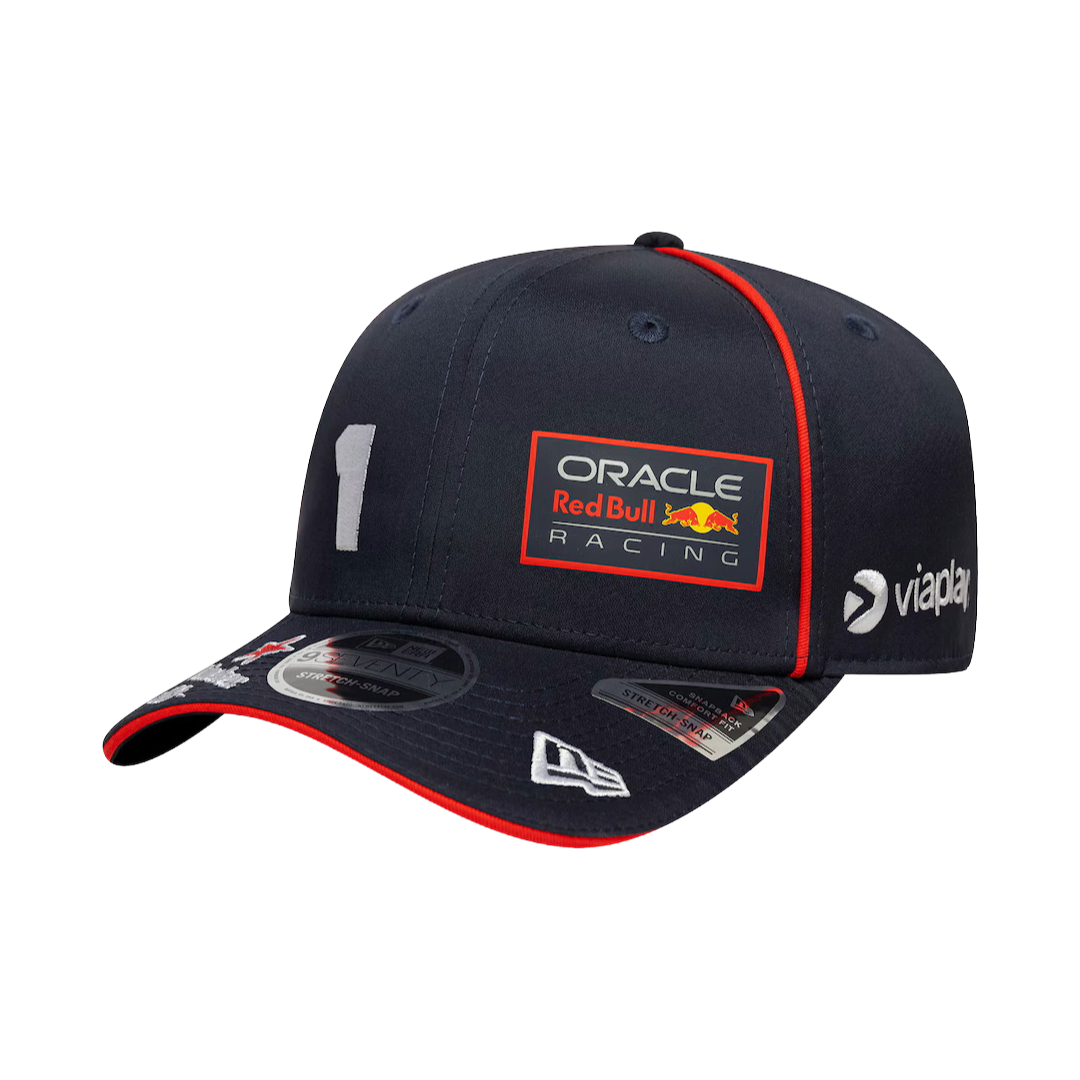 Oracle Red Bull Racing cap with #1, Viaplay logo, red trim, New Era 9FIFTY from revnhaus