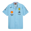 Light blue Ferrari F1 team shirt with Shell, Santander, Puma logos from revnhaus