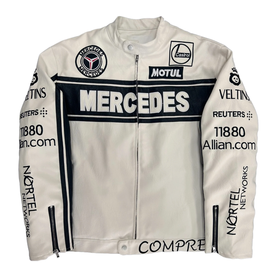 Revnhaus Vintage F1 Mercedess-Benz White Leather jacket