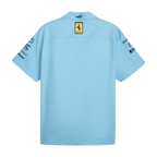 Light blue Puma Ferrari racing shirt with sponsor logos on sleeves from revnhaus