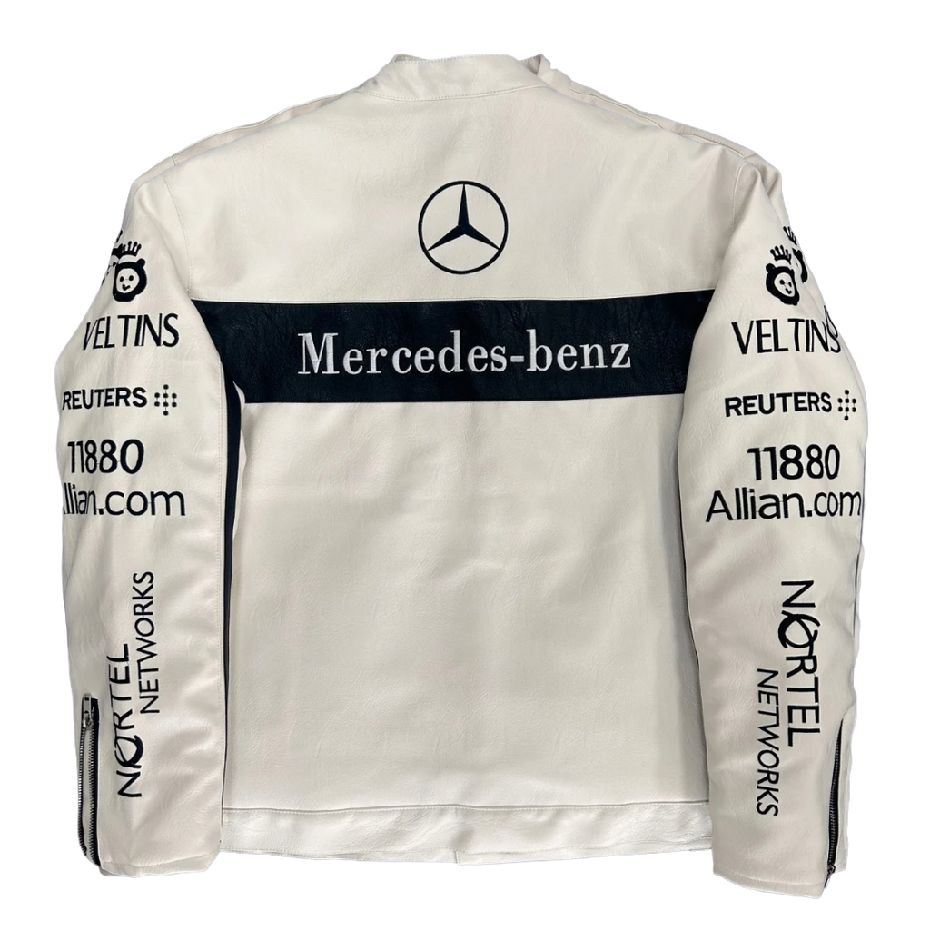 Revnhaus Vintage F1 Mercedess-Benz White Leather jacket