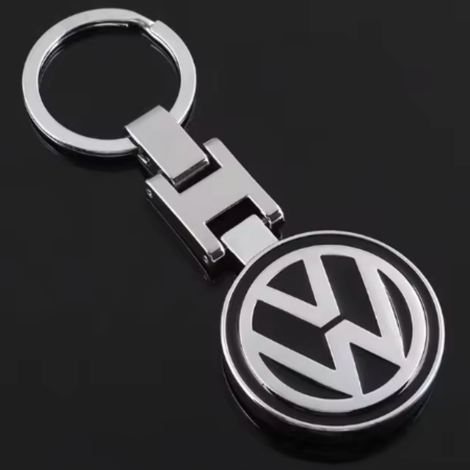 Shiny Volkswagen logo keychain with metal ring and clasp from revnhaus