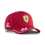 Red Ferrari racing cap with #44 and UniCredit logo, Scuderia Ferrari shield, from revnhaus