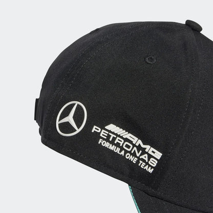 Mercedes-AMG Petronas F1 Team black cap with white logo, Formula One racing apparel from revnhaus