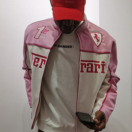 Revnhaus Vintage F1 Rarri Racing Leather Jacket (pink)