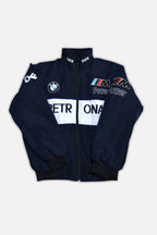 BMW M Power racing jacket with Petronas logos, navy blue zip-up from revnhaus