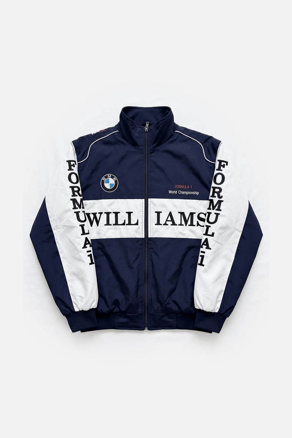 BMW Formula 1 racing jacket with bold lettering and team logo, from revnhaus