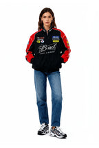 Bud racing jacket with sponsor logos, red accents, and motorsport style from revnhaus