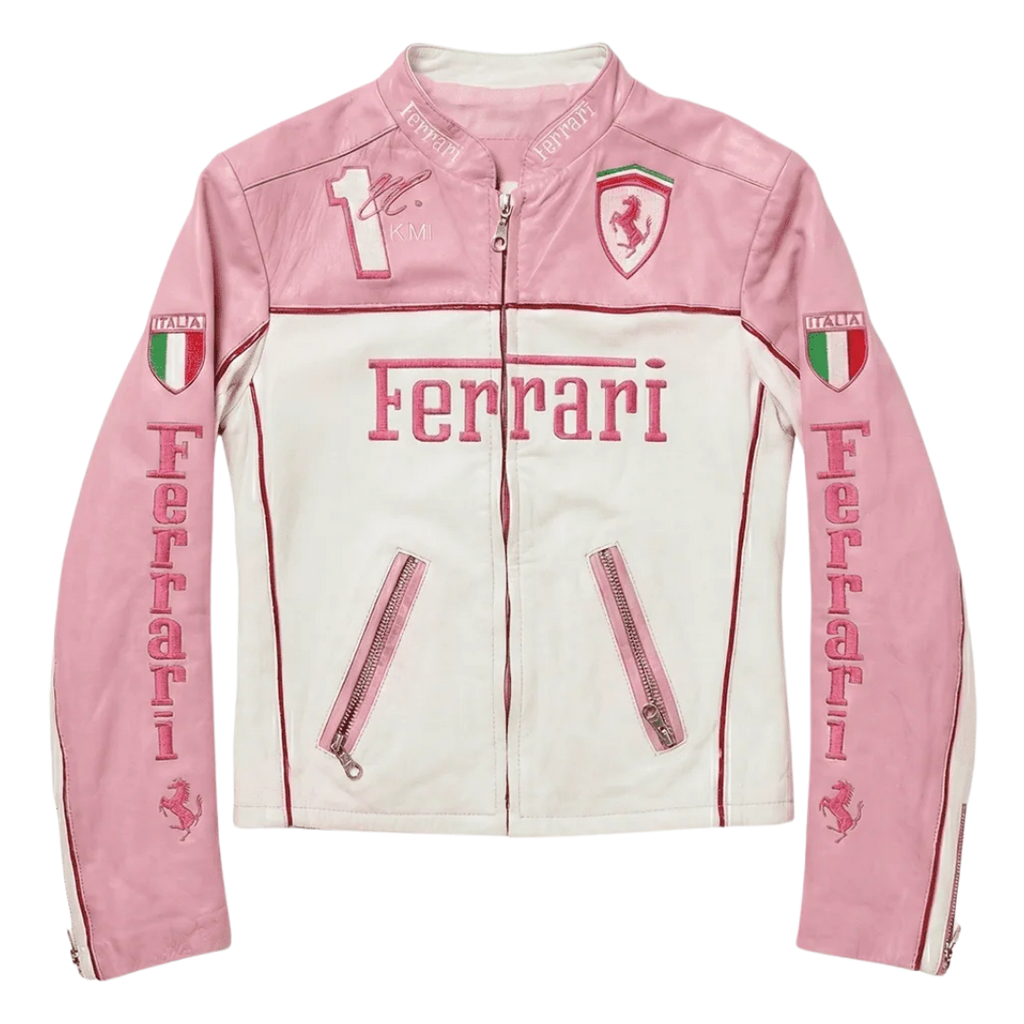 Revnhaus Vintage F1 Rarri Racing Leather Jacket (pink)