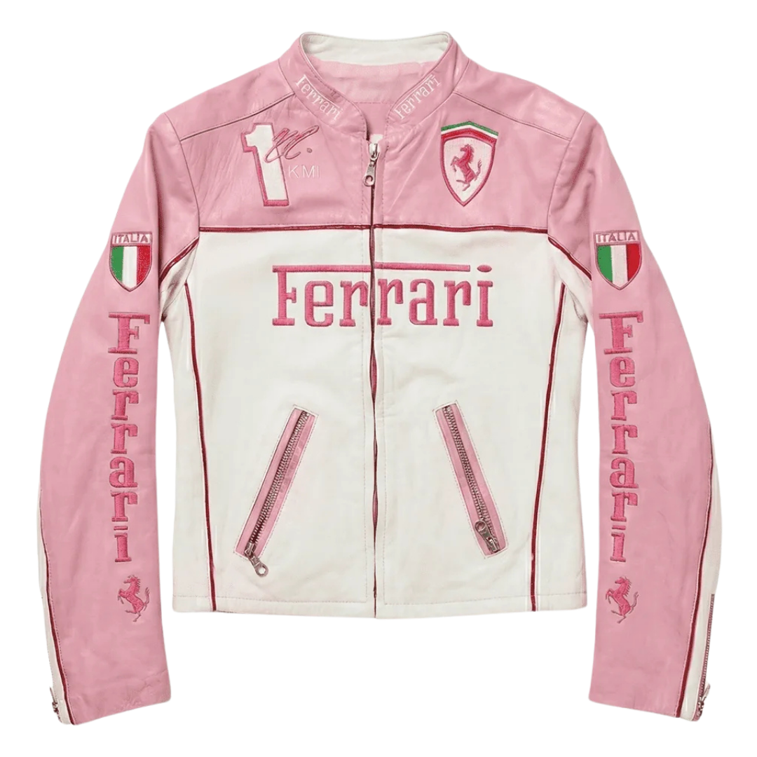 Revnhaus Vintage F1 Rarri Racing Leather Jacket (pink)