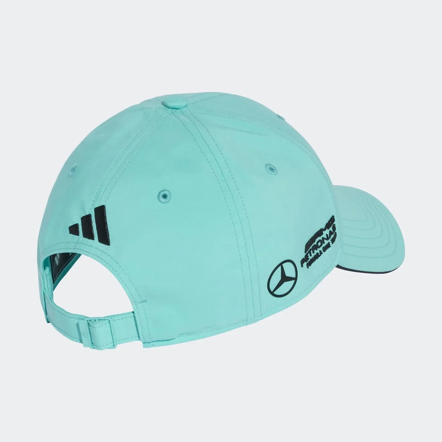 Mint green Mercedes-AMG Petronas F1 Team cap with Adidas logo, motorsport apparel from revnhaus