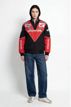 Honda HRC racing jacket with red black design, motorsport apparel from revnhaus
