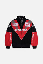 Honda HRC racing jacket with red black design, motorsport apparel from revnhaus