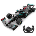 Remote-controlled Formula 1 race car with detailed branding and steering wheel controller from revnhaus
