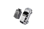 Silver die-cast RC drift car with removable battery pack from revnhaus