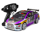 Purple and white RC drift car with remote controller, motorsport design from revnhaus