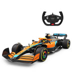 McLaren F1 RC car with remote control, orange and blue livery, from revnhaus