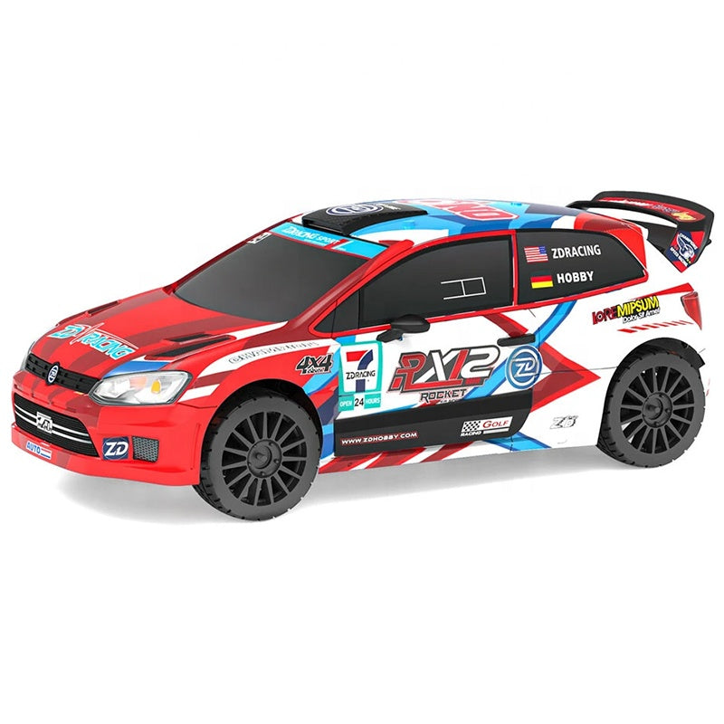 Red and white RC drift car with ZD Racing livery, 4x4 off-road design, from revnhaus