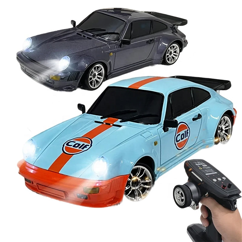 Remote control Porsche 911 Gulf livery RC drift car with lights, from revnhaus