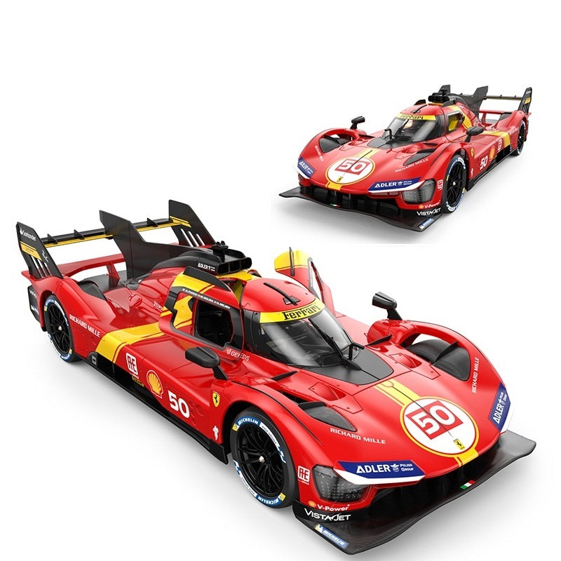 Red Ferrari 50 race car die-cast model with Shell and Richard Mille branding from revnhaus