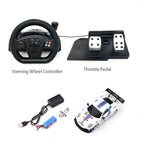 RC drift car with steering wheel controller and throttle pedal for racing simulation from revnhaus