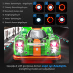 Green Phantom RC drift car with demon angel eyes headlights, 6 adjustable modes from revnhaus