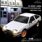 White AE86 remote-controlled drifting car with gold wheels, 1:18 scale, from revnhaus
