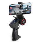 RC drift car controller with phone mount and VR camera, sim racing setup from revnhaus