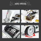 Silver 300SL vintage alloy model car with detailed engine, interior, and racing decals from revnhaus