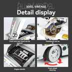 300SL vintage alloy model car with open hoods, lit dashboard, detailed engine, and steerable wheels from revnhaus
