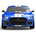 Blue Shelby GT500 die-cast model with white racing stripes from revnhaus