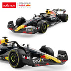 Oracle Red Bull Racing F1 car model with Rastar branding, featuring Mobil, BYBIT, and Claro logos from revnhaus