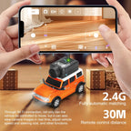 Orange RC drift car with camera and VR app control, 2.4G 30M range from revnhaus