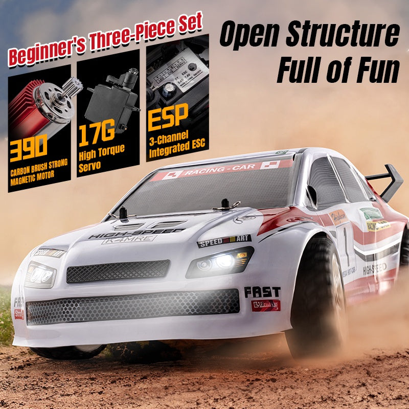 RC drift car with 390 motor, 17G servo, ESP ESC, open structure design for beginners from revnhaus