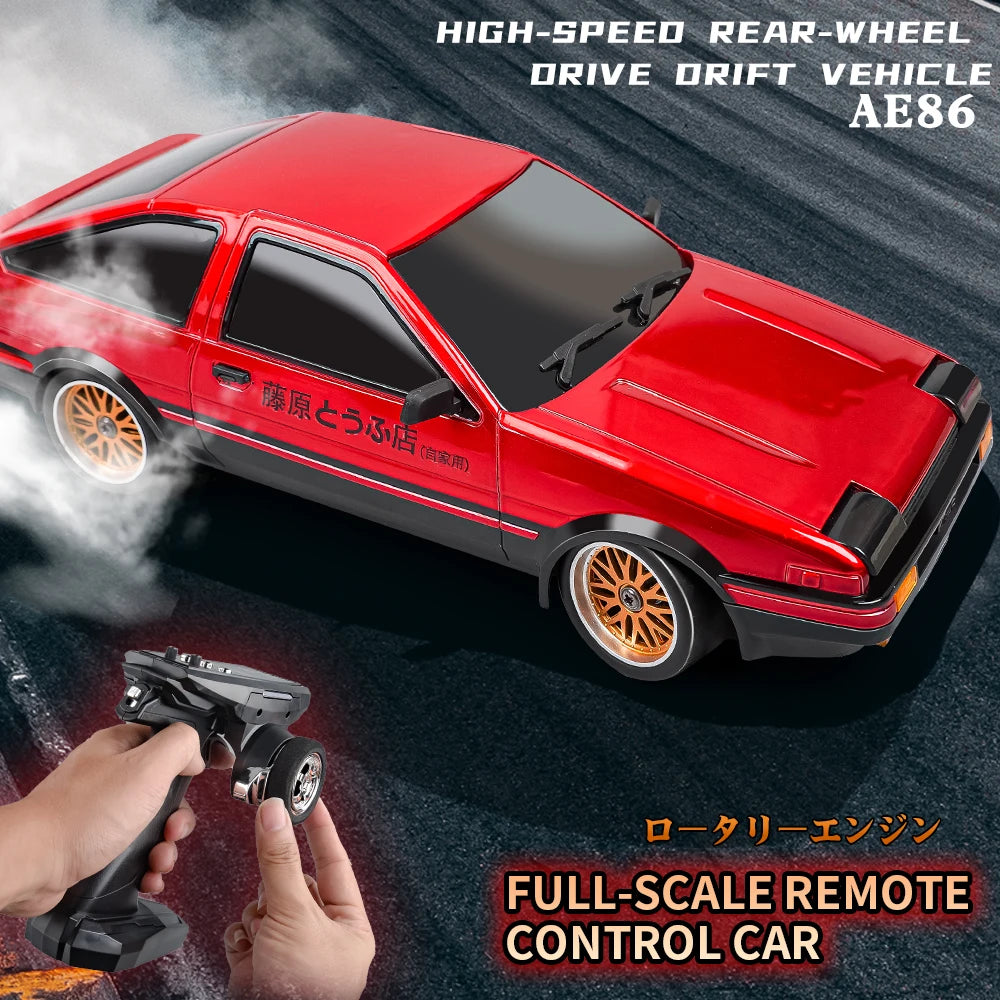 Red AE86 RC drift car with remote control, high-speed rear-wheel drive, full-scale model from revnhaus
