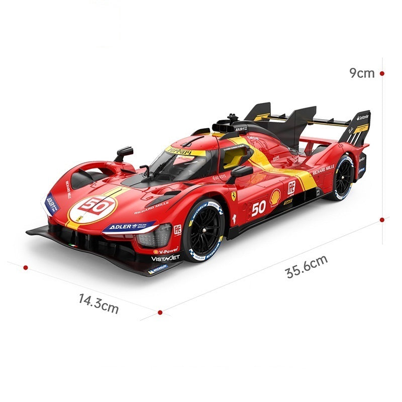 Red Ferrari 50 race car die-cast model with Shell and Richard Mille decals, 35.6cm long, from revnhaus