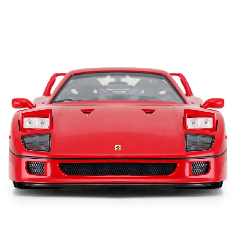 Red Ferrari F40 die-cast model car with iconic front grille and headlights from revnhaus
