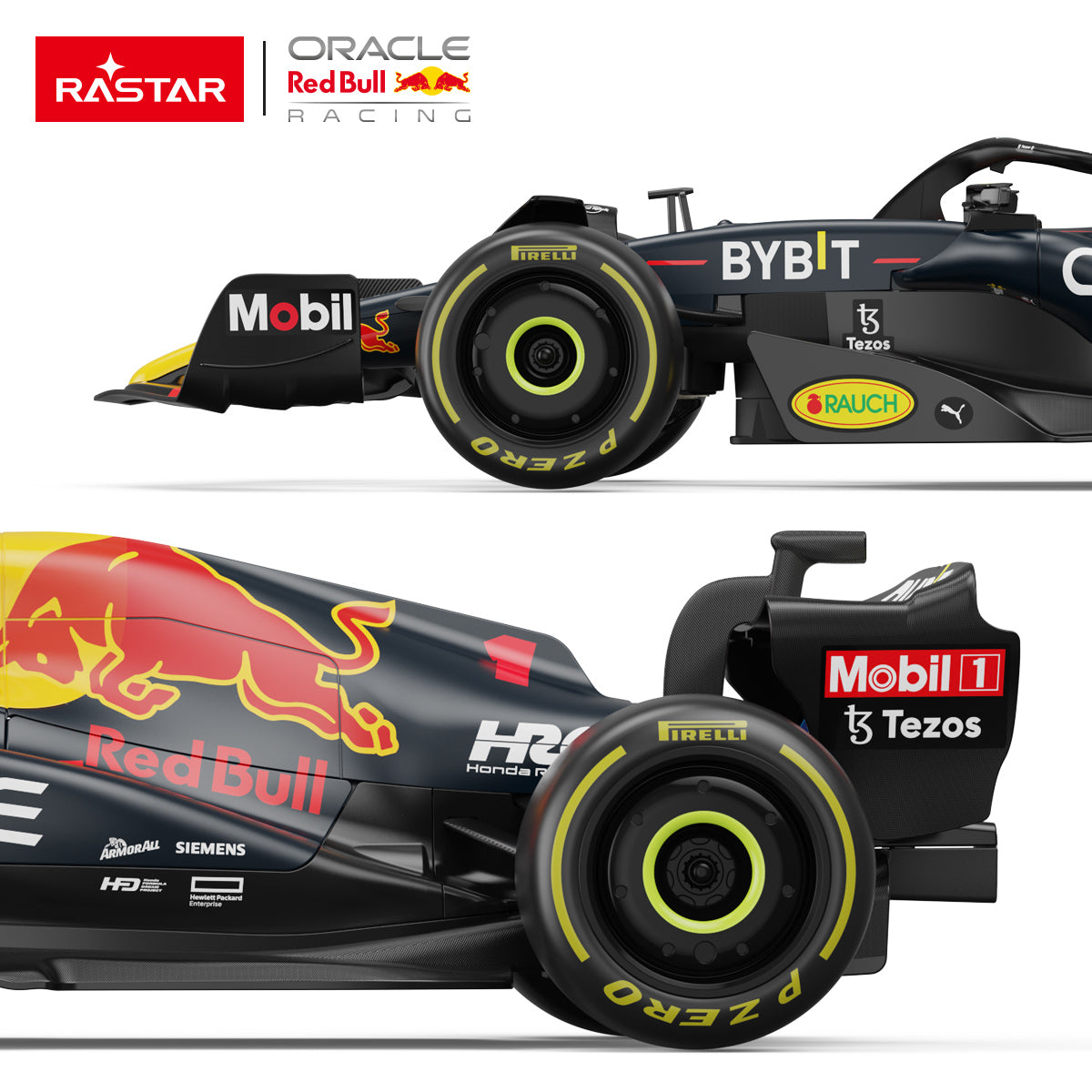 Red Bull Racing F1 car with Oracle, Mobil 1, and Pirelli branding from revnhaus