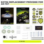 RLAARLO AK-787 RC drift car upgrade kit with manuals, decals, gears, and tools from revnhaus