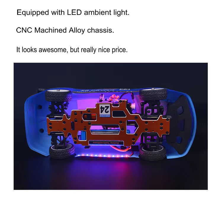 Revnhaus Carbon Drift X™ — 1:10 4WD RC Drift Car Metal Alloy Chassis LED 2.4GHz