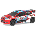 Red and white RC drift car with racing decals and ZD Racing branding from revnhaus