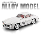 White 1/18 alloy model car with red interior, classic sports design from revnhaus