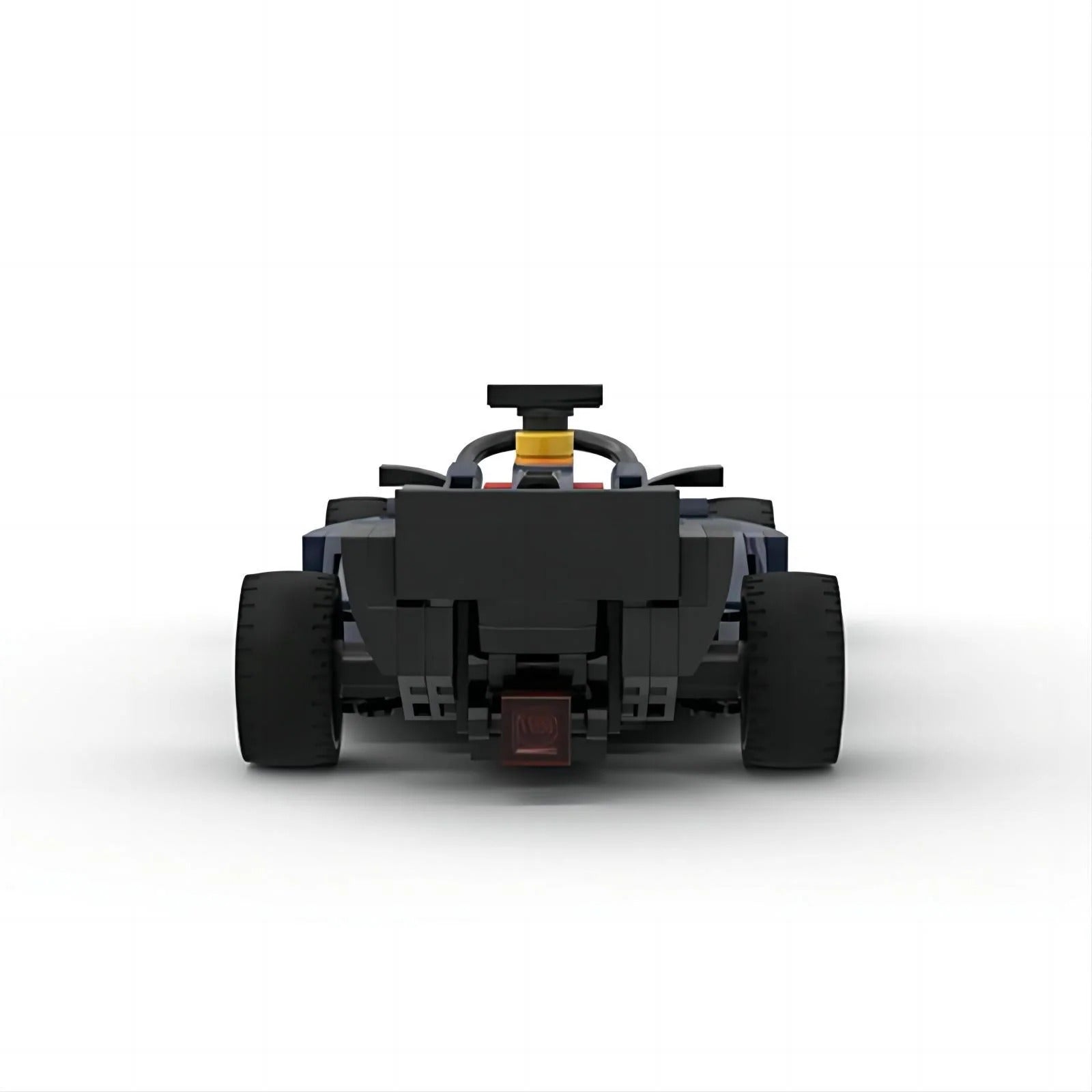 Black LEGO-style F1 race car with rear wing and wide tires from revnhaus