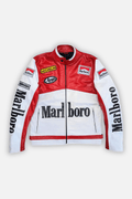 Red and white Marlboro racing jacket with Michelin and Arai logos, from revnhaus