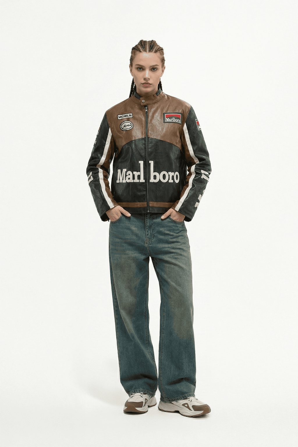Marlboro racing jacket with Michelin and Aral patches, motorsport style from revnhaus