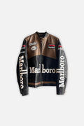 Marlboro racing leather jacket with Michelin and Arai logos, motorsport style from revnhaus