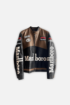 Marlboro racing leather jacket with Michelin and Arai logos, motorsport style from revnhaus