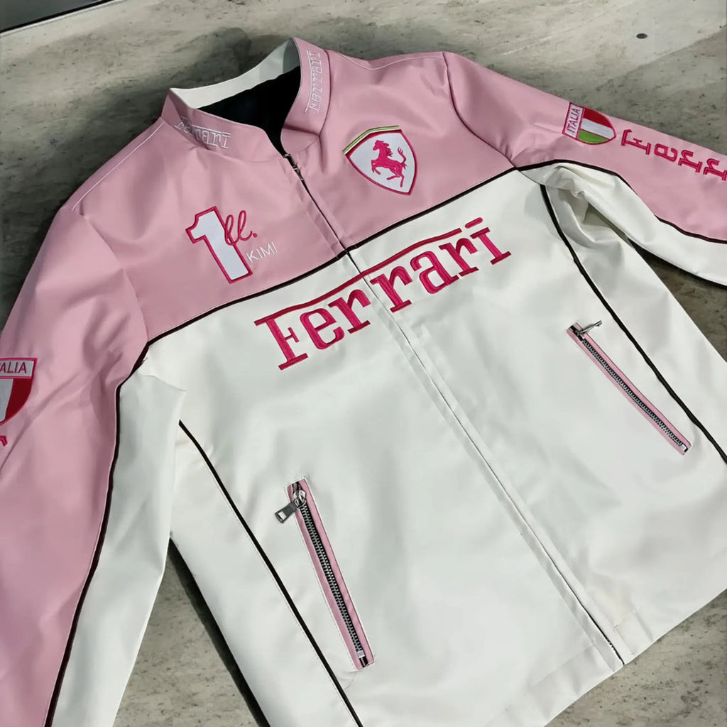 Revnhaus Vintage F1 Rarri Racing Leather Jacket (pink)