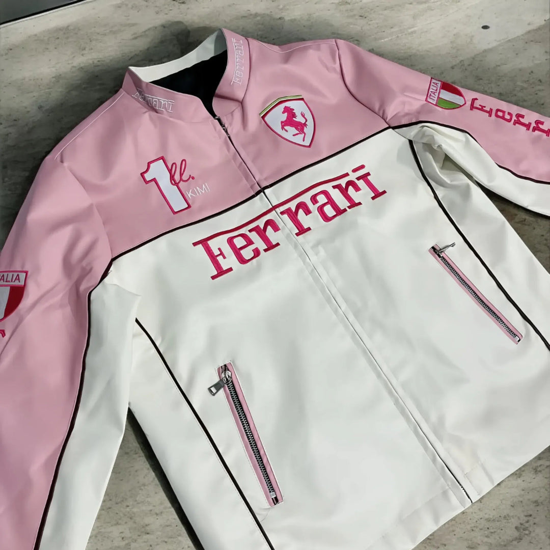 Revnhaus Vintage F1 Rarri Racing Leather Jacket (pink)